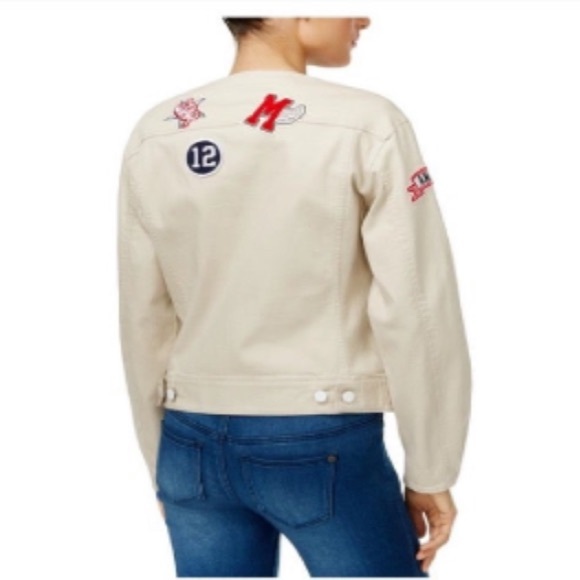 GUESS Ecru Patch Denim Cotton Jacket size XS/S - Picture 7 of 8